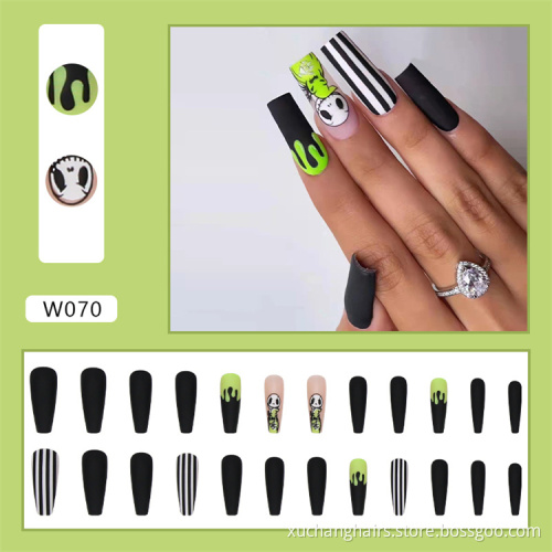 2022 new arrives Halloween nail matte polished European style 24 pcs long fake nails press on nail